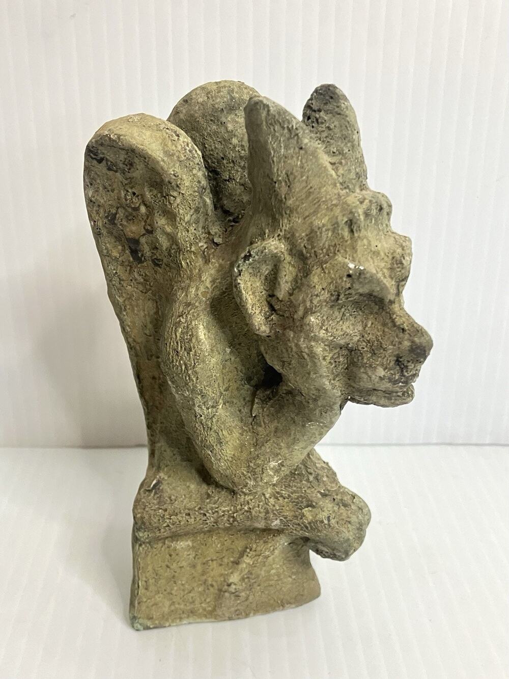 Vintage Stone Gargoyle Sculpture Gothic Thinker Statue 6” Figurine Paperweight